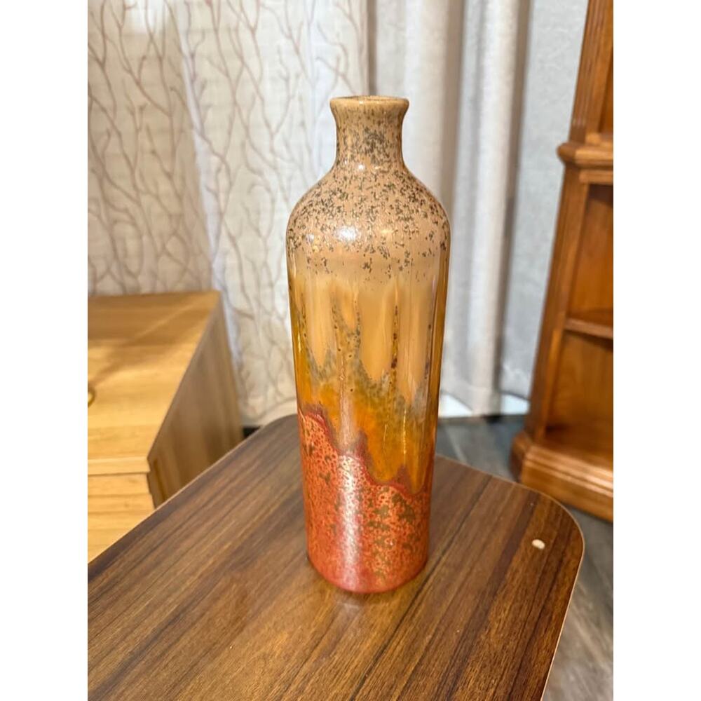 Vintage Drip Glaze Pottery Vase Earth Tone Studio Pottery Decor